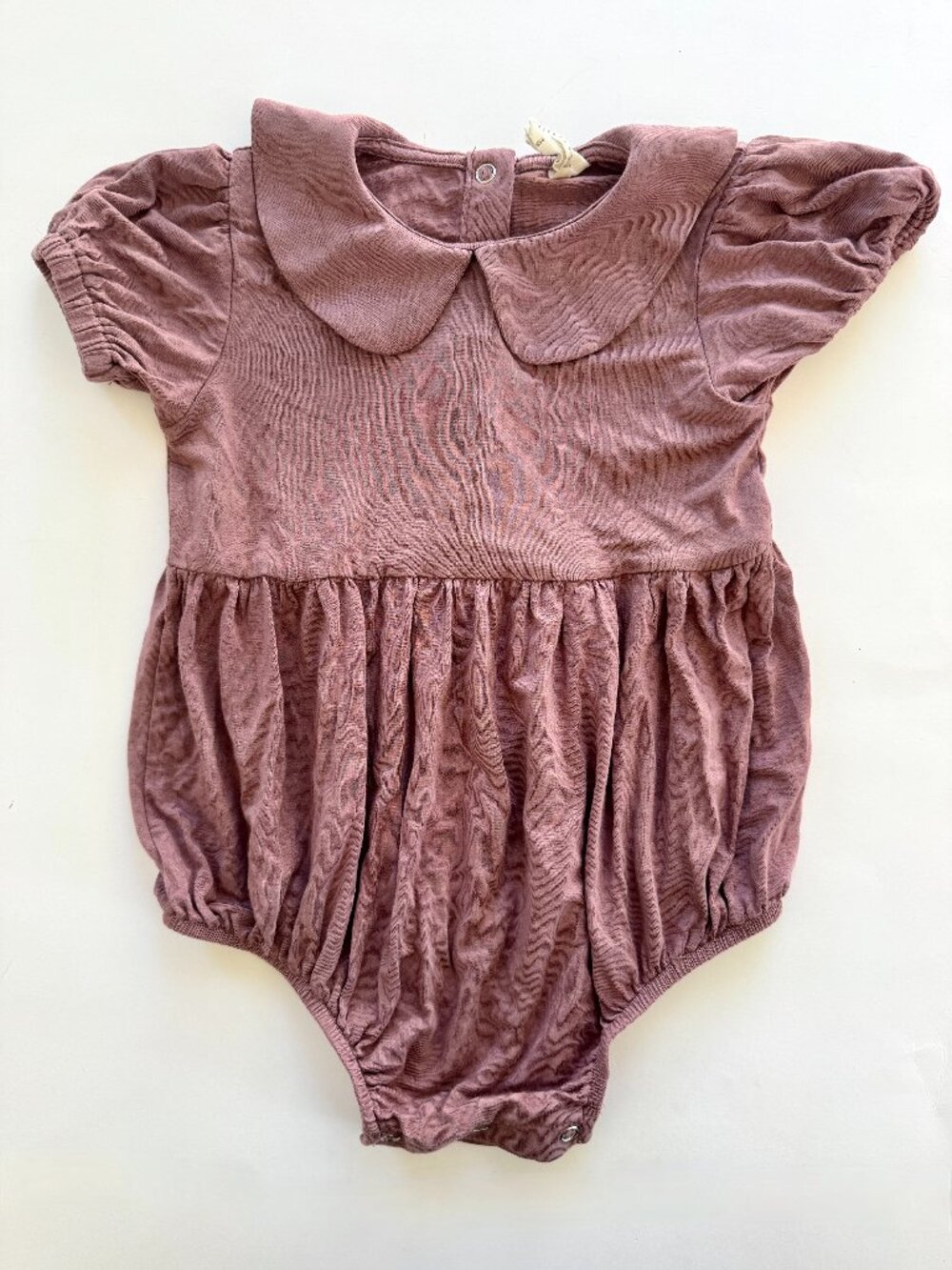 Kate Quinn 18-24M Girls Bubble Romper Mauve Peter Pan Collar Bamboo